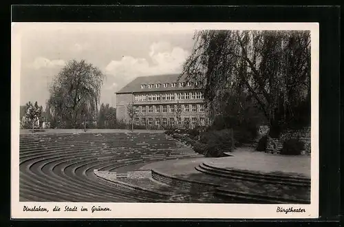 AK Dinslaken, die Stadt im Grünen m. Blick auf das Burgtheater