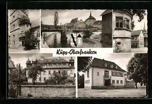 AK Küps-Oberfranken, versch. Ortspartien mit Kirche u. Wappen