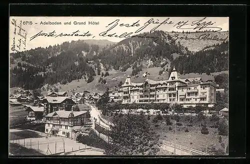 AK Adelboden, Teilansicht mit Grand Hotel