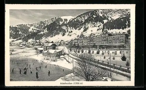 AK Adelboden, Teilansicht mit Grand Hotel im Winter