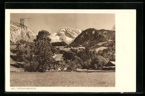 AK Unterwasser, Idyllisch gelegenes Haus mit Blick auf die Berge