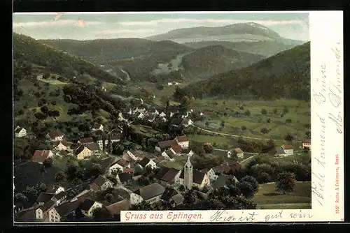 AK Eptingen, Ortsansicht mit Blick ins Land