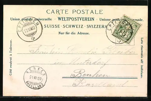 AK Eptingen, Ortsansicht mit Blick ins Land