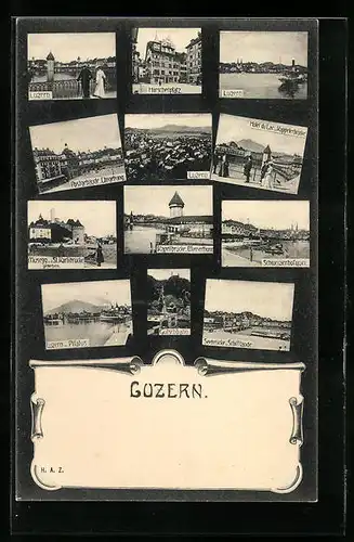 AK Luzern, Hotel du Lac, Schweizerhofquai, Postgebäude