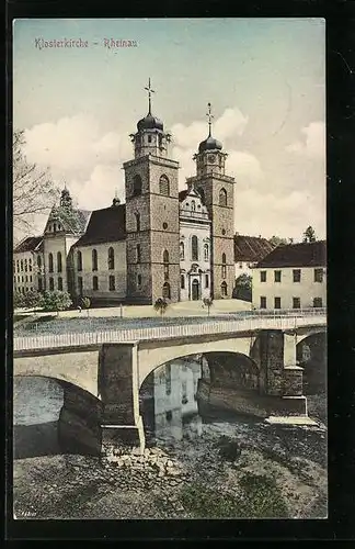 AK Rheinau, Brücke und Klosterkirche