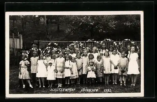Foto-AK Börnchen, Schützenfest 1932, Gruppenbild
