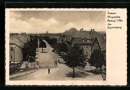 AK Ohrdruf / Thür., Truppenübungsplatz, Lagereingang aus der Vogelschau