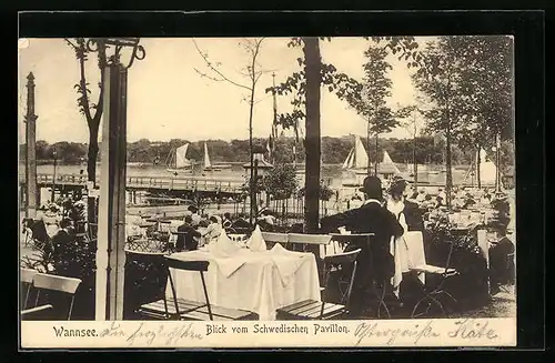 AK Berlin-Wannsee, Gasthaus Schwedischer Pavillon, Terrasse