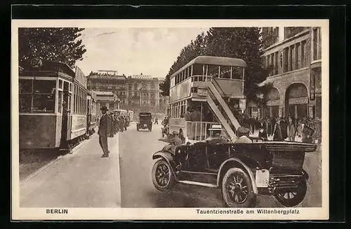 AK Berlin-Schöneberg, Tauentzienstrasse am Wittenbergplatz, Strassenbahn