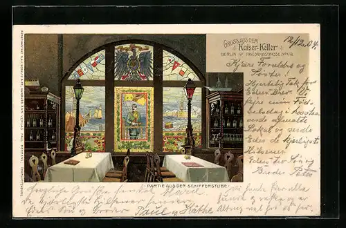 Lithographie Berlin, Kaiser-Keller in der Friedrichstrasse No. 178, Schifferstube