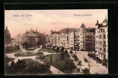 AK Berlin, Vikroria Luise-Platz mit Strasse aus der Vogelschau