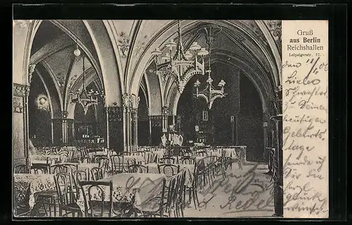 AK Berlin, Gasthaus Reichshallen, Leipzigerstrasse 77, Innenansicht