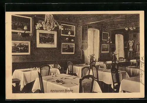 AK Hamburg-Neustadt, Restaurant Ehmke C. Lindner, Gänsemarkt 50, Innenansicht