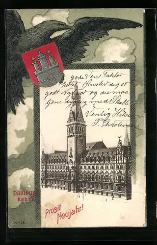 AK Hamburg, Rathaus, Wappen und Adler