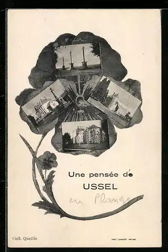 Blumengruss-AK Ussel, Panorama