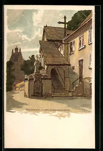 Künstler-AK Carl Biese: Bregenz, Frühsommerabend im Kapuzinerkloster