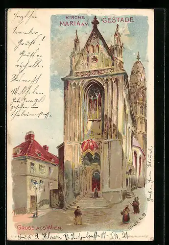 Künstler-AK Richard Hegedüs-Geiger: Wien, Kirche Maria am Gestade