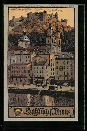 AK Deutscher Schulverein Nr. 313: Salzburg, Ortsansicht mit Dom