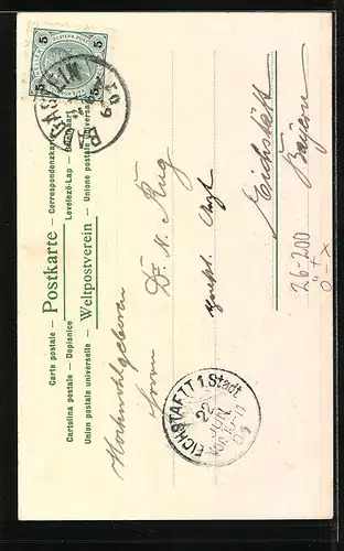 Künstler-Lithographie Otto Strützel: Badgastein, Panorama und Wasserfall