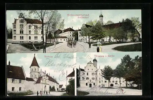 AK Schussenried, Schlosshof, Eingang zur Kirche, Torhaus