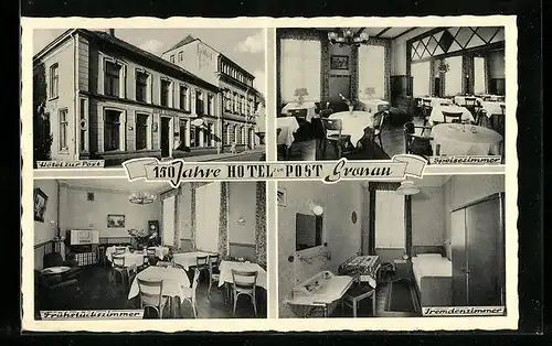 AK Gronau, 150 Jahre Hotel zur Post, Frühstückszimmer, Speisezimmer, Fremdenzimmer