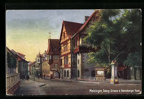 AK Meiningen, Georg-Strasse & Henneberger Haus