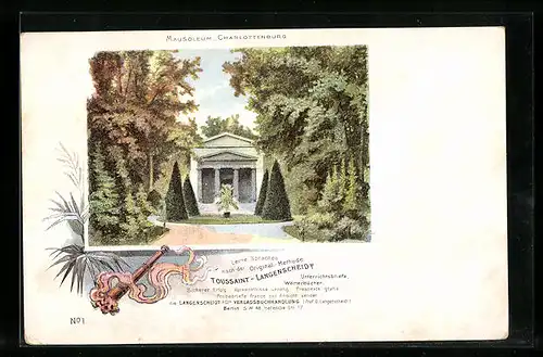 AK Berlin-Charlottenburg, Mausoleum, Werbung für Methode von Toussaint-Langenscheidt