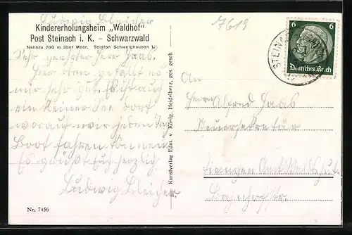 AK Steinach i. K. /Schwarzwald, Kindererholungsheim Waldhof