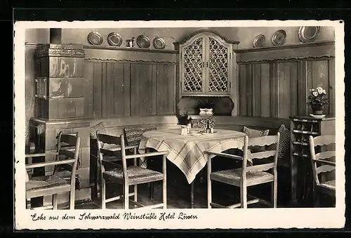 AK Zell a. Harmersbach /Bad. Schwarzw., Gasthaus Hotel Löwen, Innenansicht