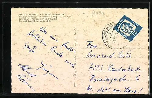 AK Heddesheim /Nahe, Gasthaus Karsch, Innenansichten