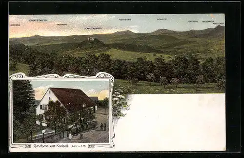 AK Donzdorf, Gasthaus zur Kuchalb, Panorama mit Ramsberg, Rechberg und Stuifen