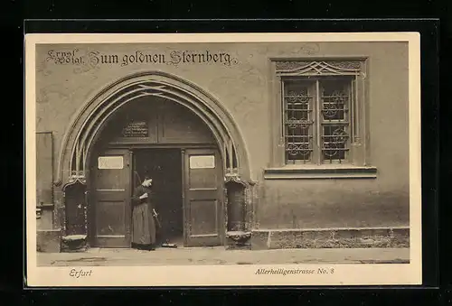 AK Erfurt, Gasthaus zum goldnen Sternberg in der Allerheiligenstrasse 8