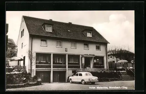 AK Morsbach /Sieg, Hotel Matschke mit Auto