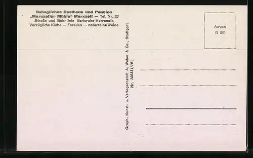 AK Marxzell i. Albtal, Gasthaus Pension Marxzeller Mühle