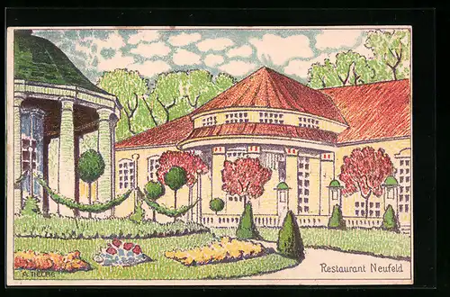 Künstler-AK Bern, Schweiz. Landes-Ausstellung 1914, Restaurant Neufeld