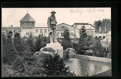 AK Freiburg, Erzgebirgs-Ausstellung 1912, Brunnen