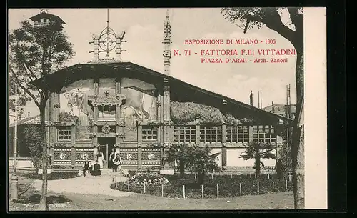 AK Milano, Esposizione 1906, Fattoria F. IIi Vittadini, Piazza D'Armi