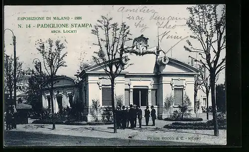 AK Milano, Esposizione di Milano 1906, Padiglione Stampa, Arch. Locati