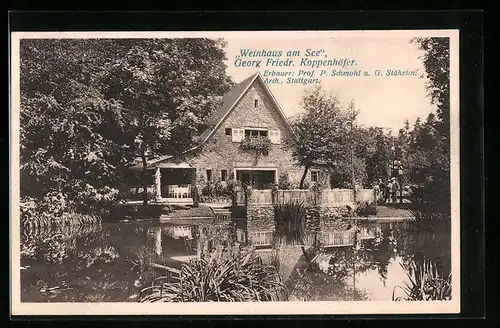 AK Stuttgart, Bau-Ausstellung, Weinhaus am See