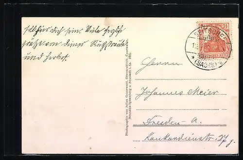 AK Gaussig, Strassenpartie mit Kindern