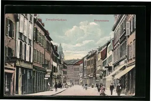 AK Zweibrücken, Haupstrasse mit Geschäften