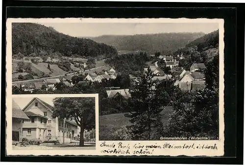 AK Grimmelshofen /Wutachtal, Gasthaus zum Kranz und Blick ins Tal