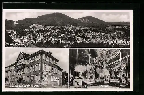 AK Baden-Baden, Ortsansicht mit Gasthaus zum goldenen Stern, Hauptstr. 16, Inh. Karl Schuh