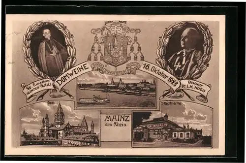 AK Mainz am Rhein, Festpostkarte zur Domweihe am 16. Okt. 1928