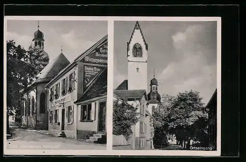 AK Zell /Pfalz, Gasthaus Zum Schwarzen Herrgott, Ortseingang