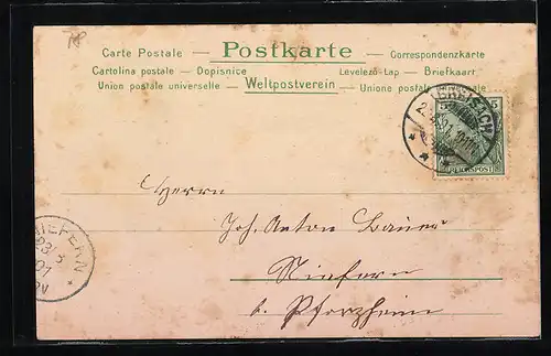 Lithographie Breisach, Marktplatz mit Münster, Rheintor, Totalansicht mit Schiffbrücke