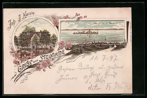 Lithographie Steinhude, Gasthaus zum Raths-Keller