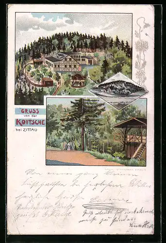 Lithographie Hörnitz, Gasthaus zur Koitsche