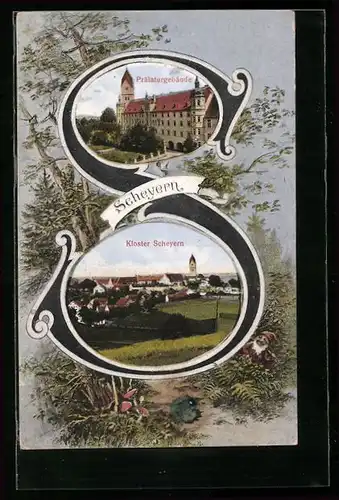 AK Scheyern, Prälaturgebäude, Teilansicht mit Kloster, Buchstabe S