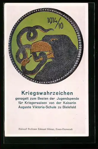 AK Bielefeld, Nagelung eines Kriegswahrzeichens von der Kaiserin Auguste Viktoria-Schule 1916